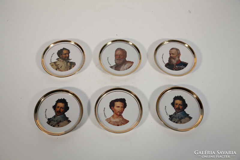 Porcelain plate king coasters - decoration - 6 pieces