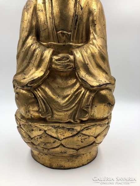 Gilded wooden Buddha statue