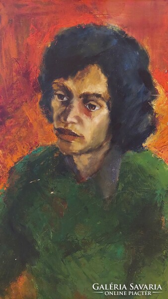 Olaj-farost festmény, portré 90x60 cm