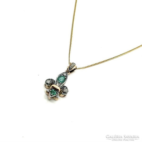 4666. Lily of Anjou pendant with emerald and diamond
