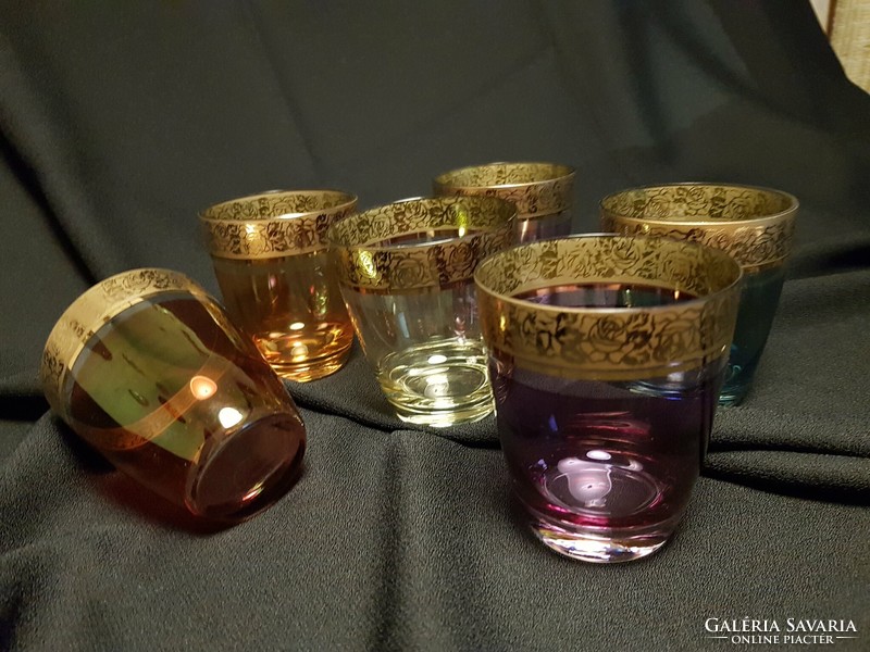 Arany szegélyes cseh üveg pohár 6 db