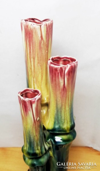 Antique, antique: majolica vase for three flowers, unique numbered piece.