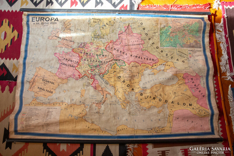 Retro school map - Europe in the 16th century. In the century