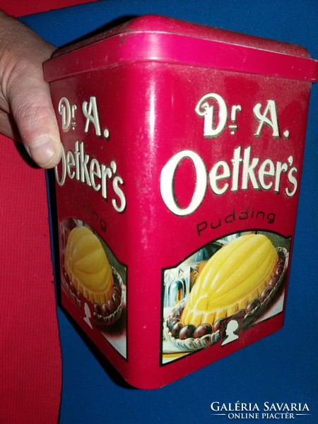 Retro Dr. Oetker custard powder metal plate box 15 x 10 x 10 cm flawless as shown in the pictures