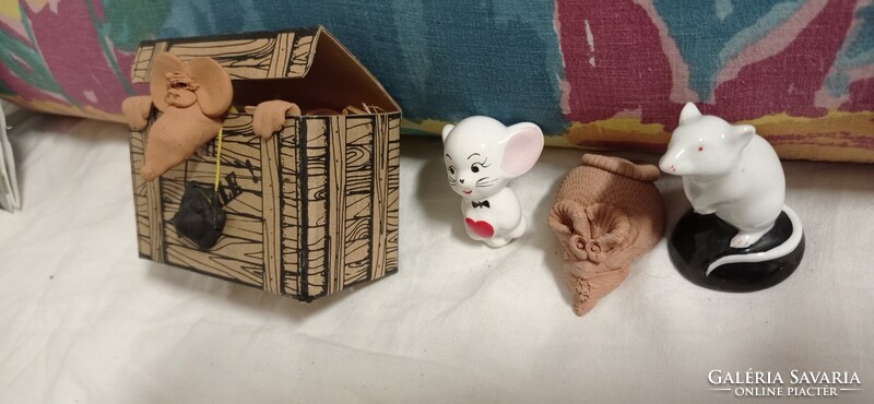 Porcelán, kerámia rágcsálók: egér, patkány, ajándék.Lecsó, Algernon.