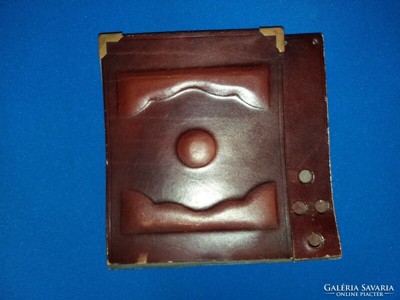 Old thick leather notebook / diary notebook cover, writing pad 14 x 12 cm according to the pictures