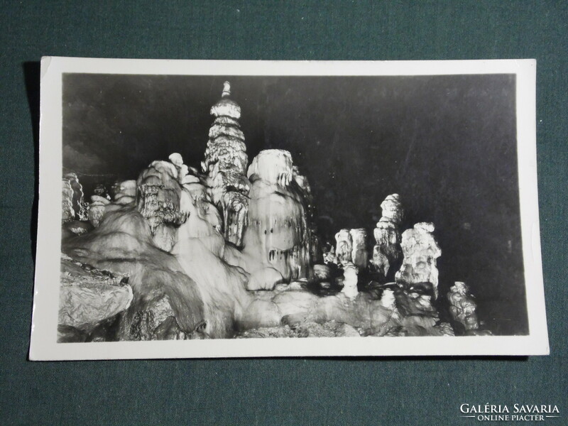 Postcard, aggtelek, stalactite cave detail, Chinese emperor's throne stalactites