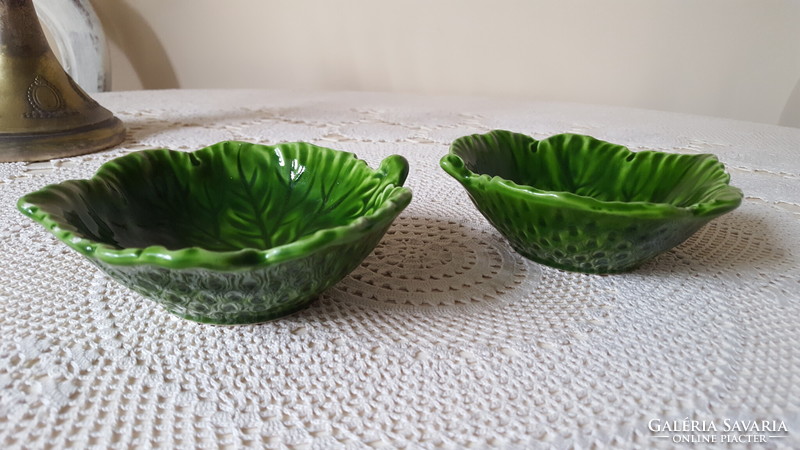 Small green glazed ceramic offering, 2 bowls.