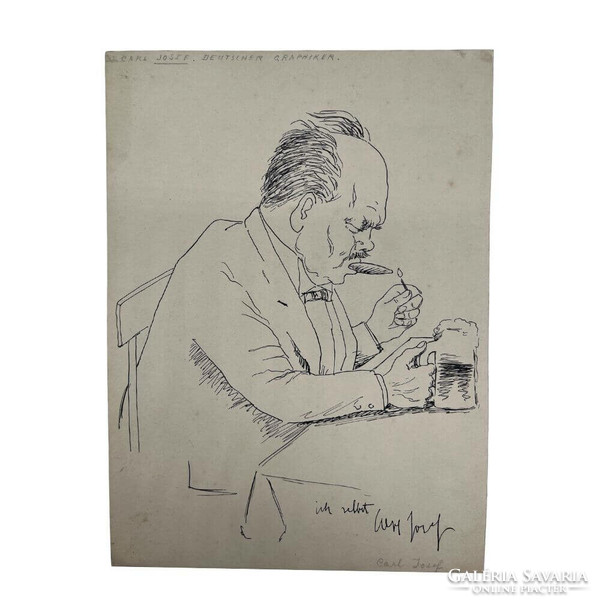 Carl Josef (1877 - ?): Szivarra gyujtó (karikatúra)F00364