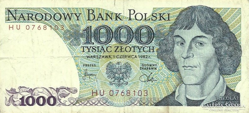 1000 zloty zlotych 1982 Lengyelország