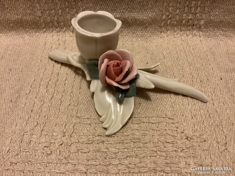 Ens marked porcelain rose candle holder