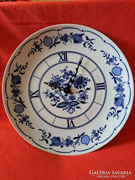 (Meisseni) onion pattern ilmenau / henneberg porcelain wall clock / plate clock