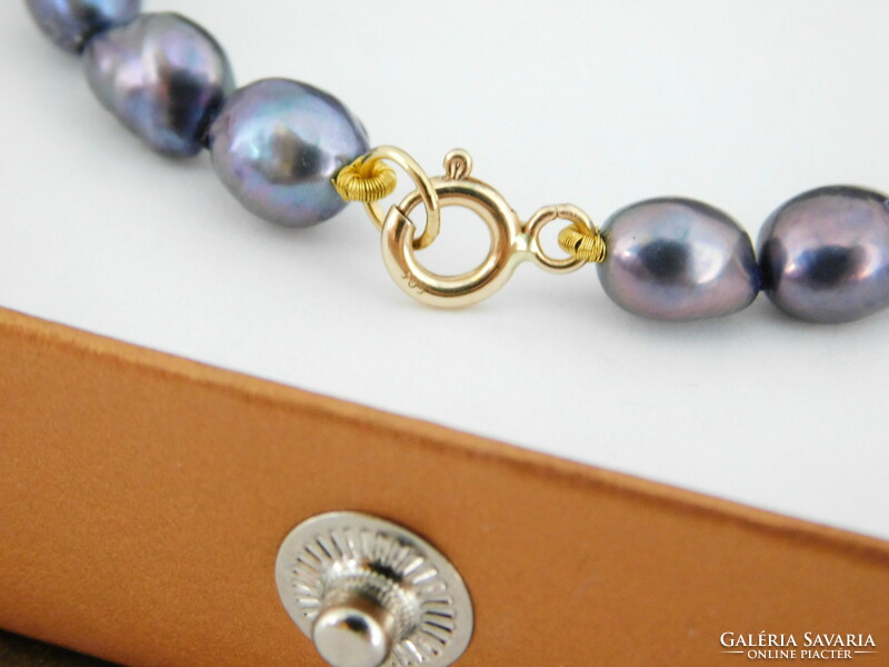 House of pearl black baroque pearl bracelet 14k gold