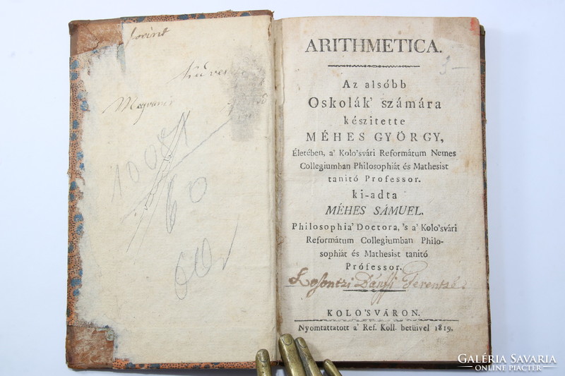 1819  Kolozsvár - Méhes György Arithmetica Bánffy nemesi család könyvtárából félbőr kötésben !!