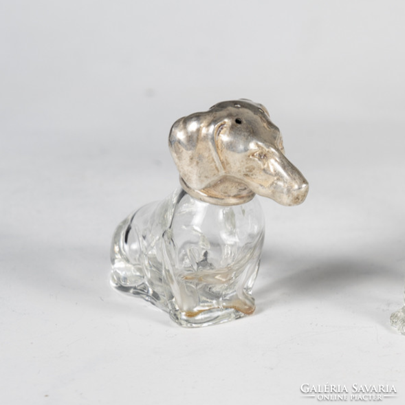 Ezüst kutya alakú só-bors szóró