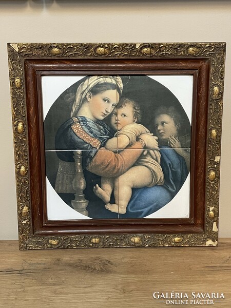 Raffaello madonna della seggiola tile picture in a frame