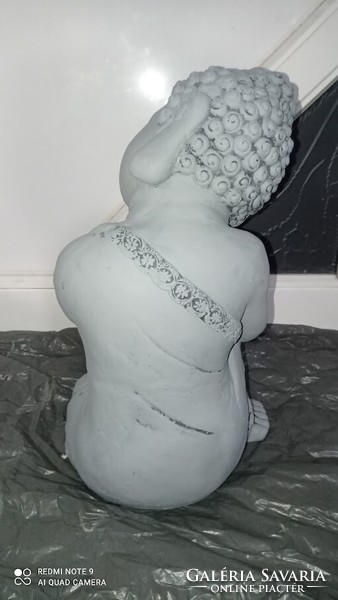 Nagy (kb 50 cm)  Buddha szobor, szürke figura