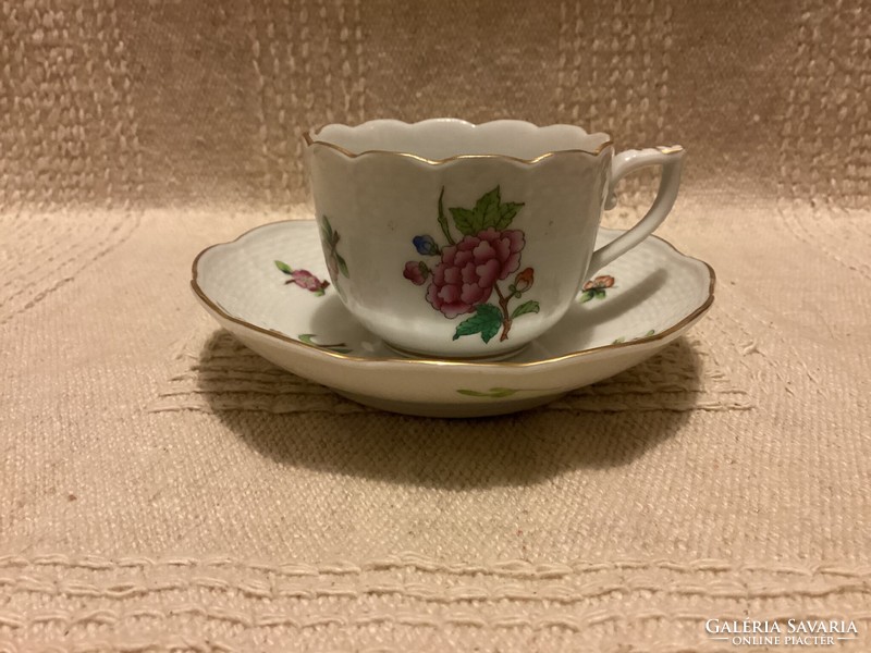 Herend Eton pattern marked porcelain 1958 coffee cup plus base