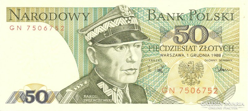 50 zloty zlotych 1988 Lengyelország UNC