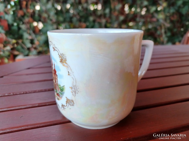 Old porcelain mug, shrine memorial mug - luster-glazed mariazell