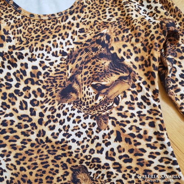 Új, 36-os/S-es leopárd mintás, hosszú ujjú póló, felső