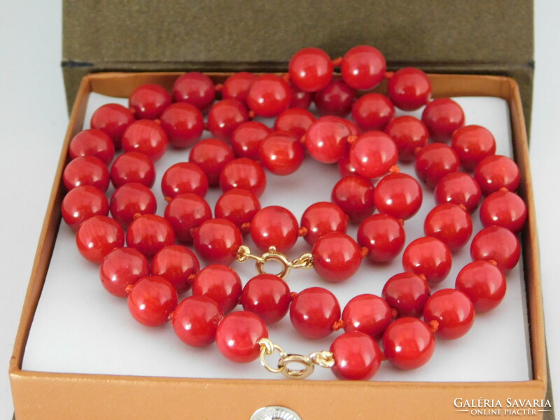 Coral necklace and bracelet jewelry set 14k gold