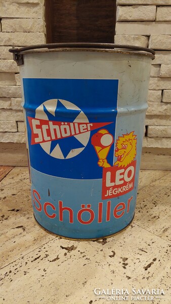 Schöller Leo jégrém bádog vödör, reklámhordozó