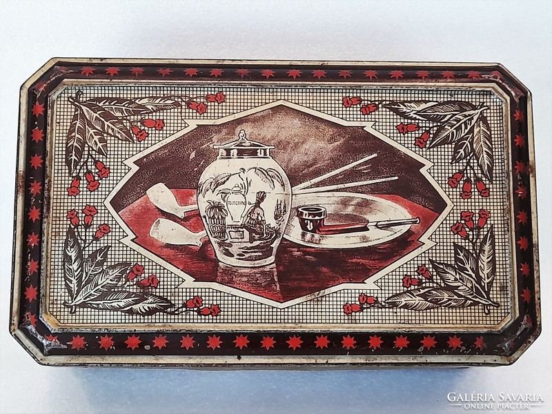 Antique Dutch tobacco tin box, metal box, tin box