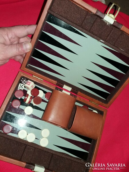 Old checkers - board backgammon board game in a leather box in good condition as shown in the pictures