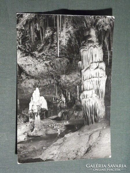 Postcard, aggtelek fortune teller, baradla stalactite cave, helmet siphon stalactite detail