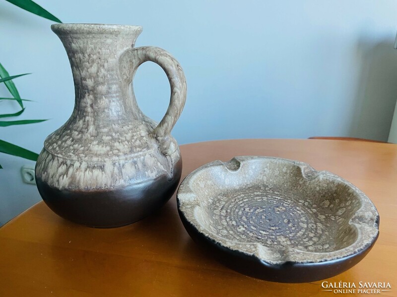 Decorative retro ceramic vase and ashtray from the 70s