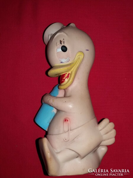 Antique extreme rare rubber aradeanca rubber donald duck toy figurine with milk bottle 19 cm according to pictures