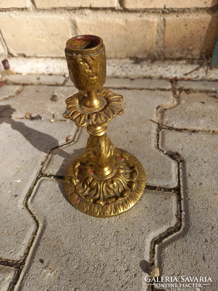 Sumptuous antique copper candle holder ii. (16X9 cm)