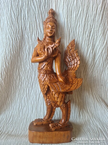 Thaiföldön készült, trópusi fából faragott szobrok. 2 db