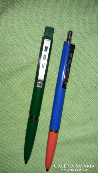 Old German tampon-printed advertising ballpoint pens 2 pcs in one volksbank and oschwald bus according to the pictures