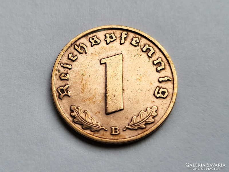 III. Birodalom szép réz 1 Pfennig 1939 B.