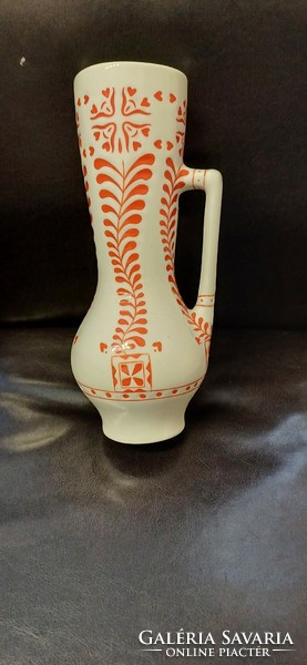 Zsolnay eared vase with folk patterns