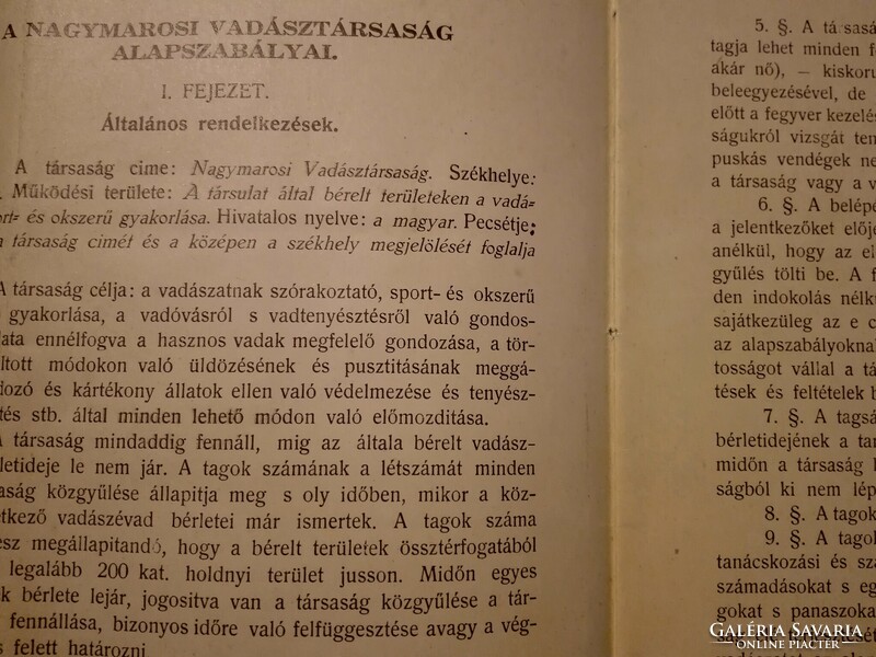 - - Where Kittenberger hunted kalman - - the basic rules of the Nagymaros hunting association, original