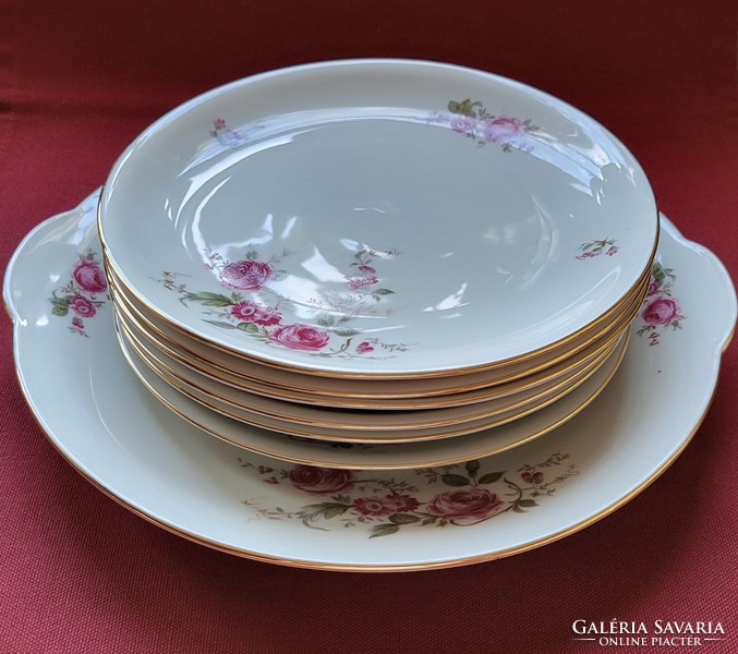Eschenbach Bavarian German porcelain cake set small plate plate serving bowl with gold edge flower