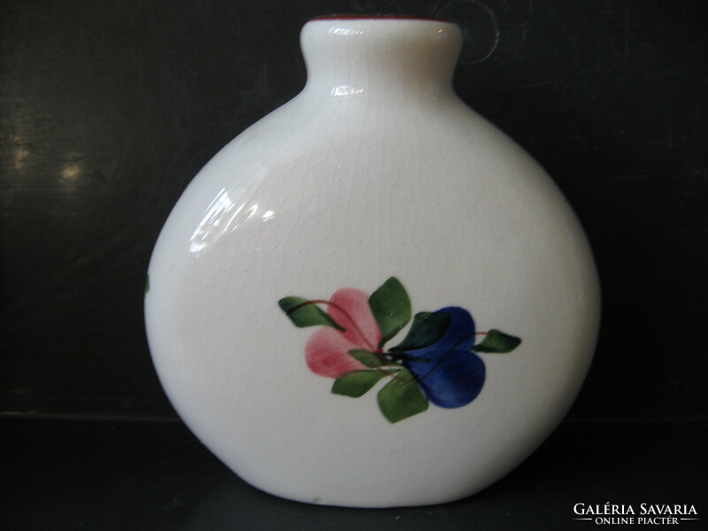 Italian ceramic hand-painted brandy flask, bottle