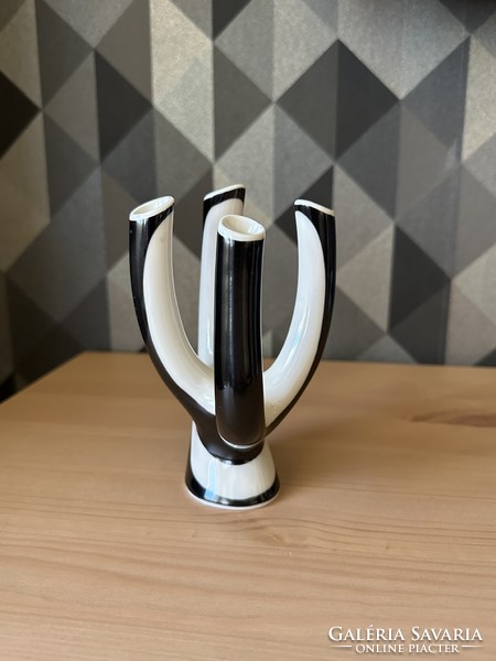 Lindner Kueps Bavaria modern futurisztikus porcelán váza, 13,5 cm