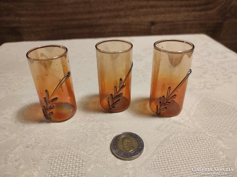 3 vintage, Soviet, liqueur glasses, hand decorated, for replacement