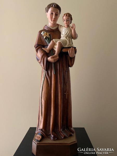 Szent Antal a kis Jézussal  kegytárgy gyönyörü  fa faragott szobor