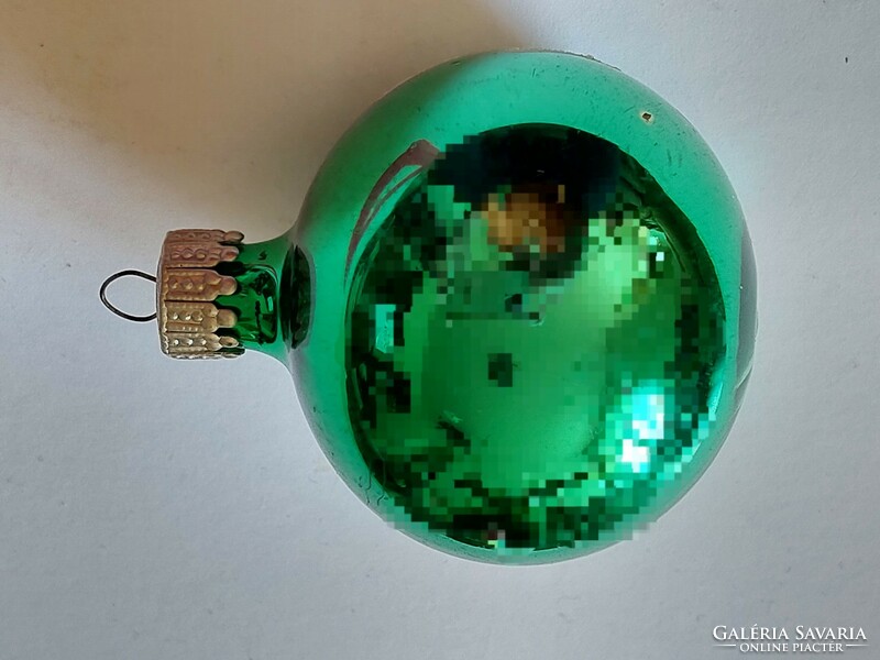 Retro üveg karácsonyfadísz zöld gömb üvegdísz
