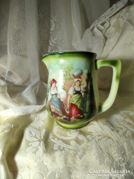 Hand painted antique earthenware jug