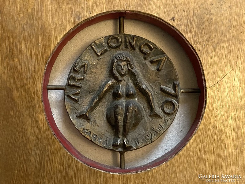 Iván Varga female nude ars longa 70 retro bronze wall picture in wooden frame