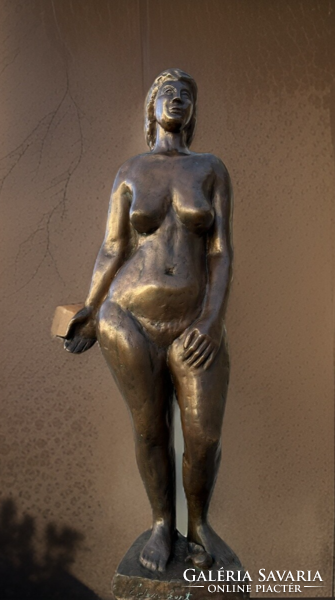DIEN GIZELLA: Éva az Édenkertben - jelzett magyar bronz szobor