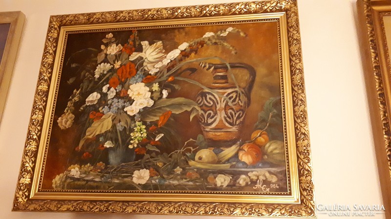 Asztali virágcsendélet olajfestmény