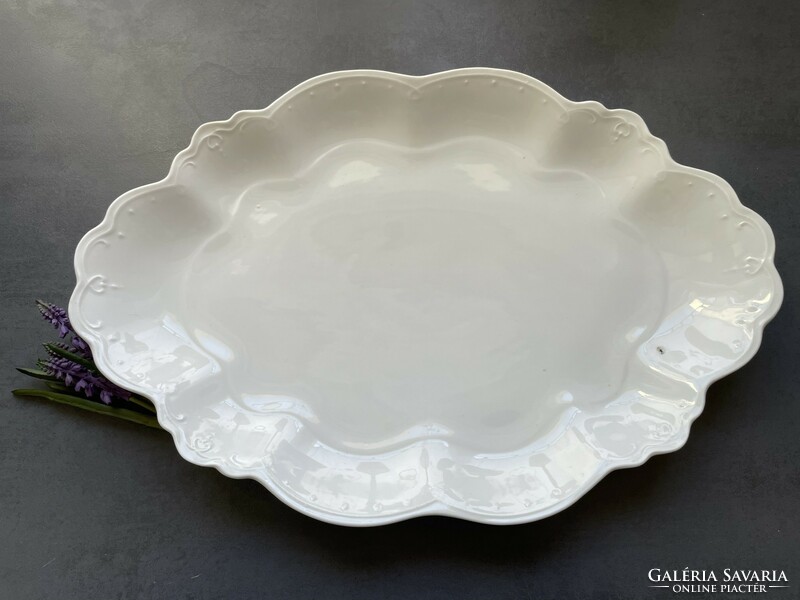 Old mz austria large white oval porcelain bowl with laced edges