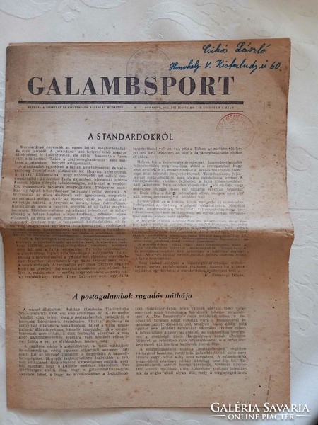 1956 Galambsport újság